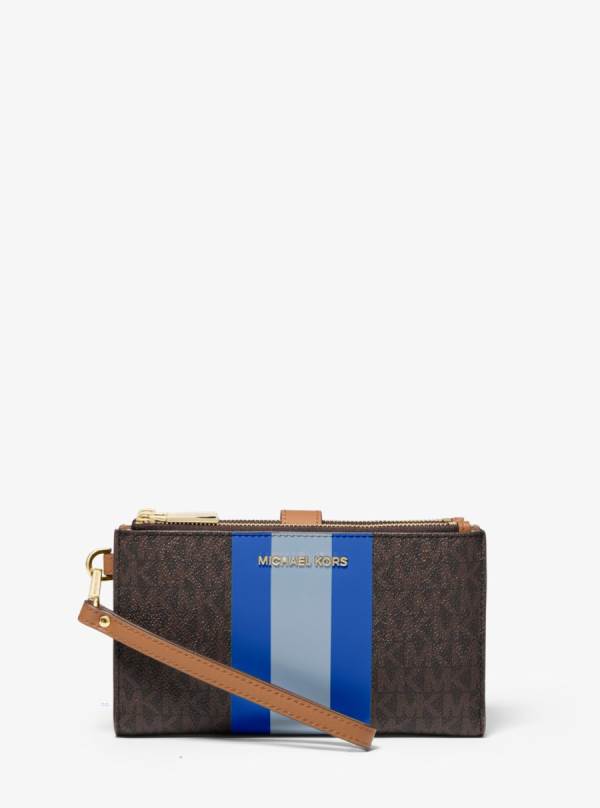 Damske Penazenky Michael Kors Adele Logo Stripe Smartphone Modre - Doplnky Michael Kors Levně | LKFZH-5134